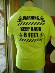 PRINTED TEE SAFETY YELLOW GREEN SELF DISTANCE STAY 6 FEET BACK AWAY T-SHIRT