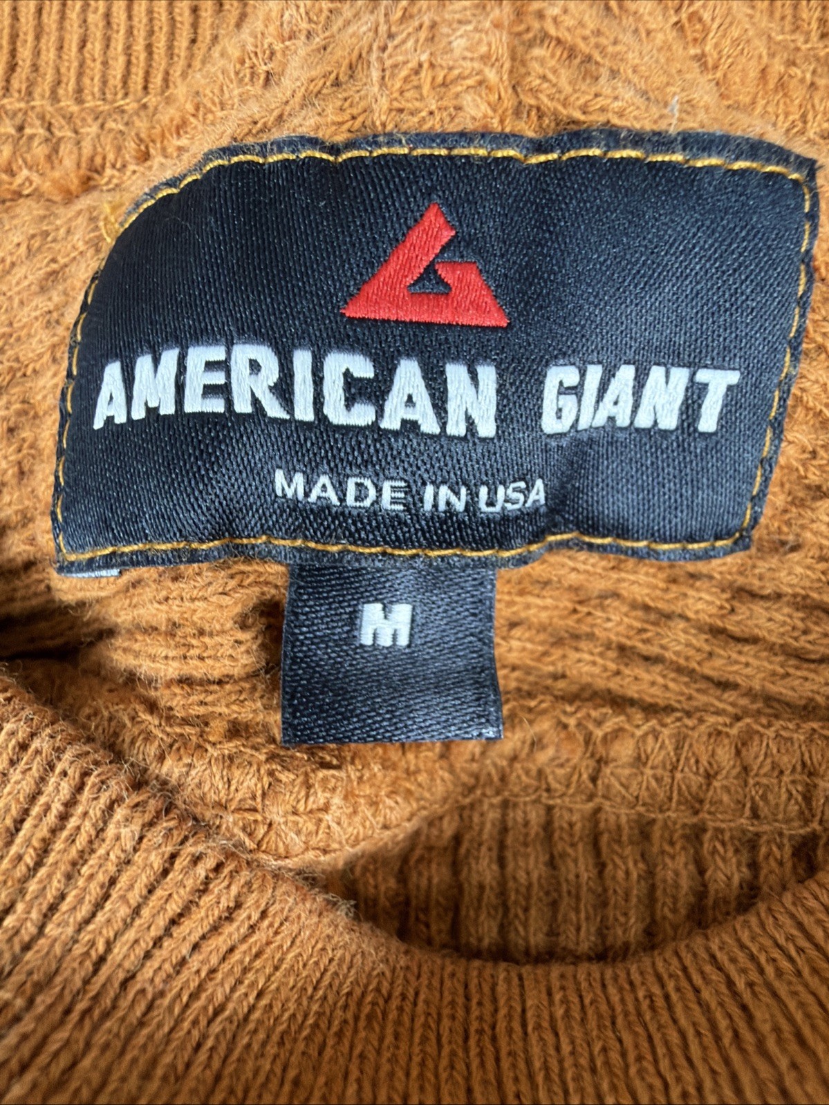 American Giant Mens M Waffle Knit Thermal Heavy Thick Base Layer Burnt Orange gallery
