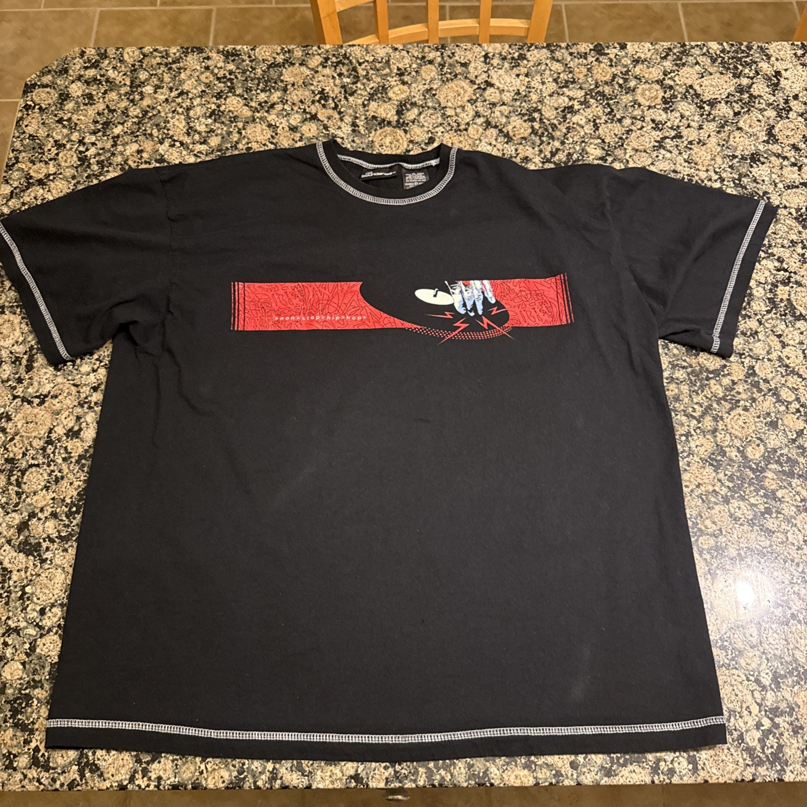 Vintage No Boundaries Non Stop Hip Hop Tee Streetwear Scratch Pad Black Cool