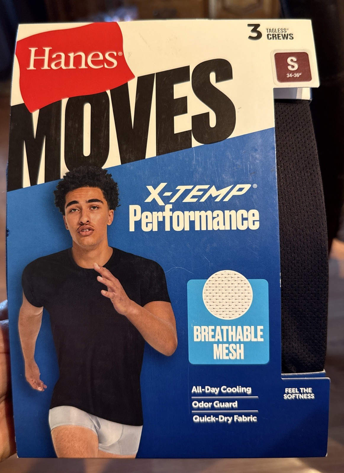 Sm Hanes X-Temp® Breathable Mesh Tagless Crews T-shirts 3Pack Mens Black/Grey gallery