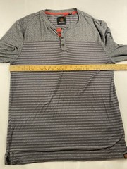 Mountain And Isles Mens Large Long Sleeve Gray Striped Henley Shirt