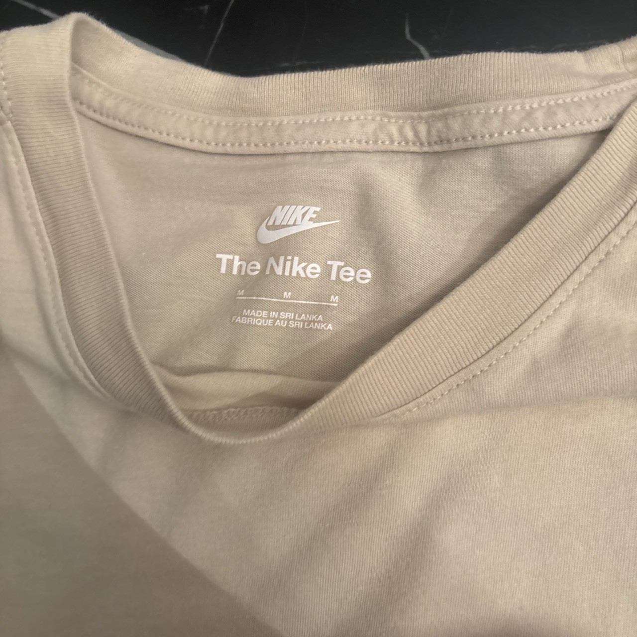 Nike The Nike Tee Men's M Beige Solid Logo Crew Neck Short Sleeve T-Shirt gallery