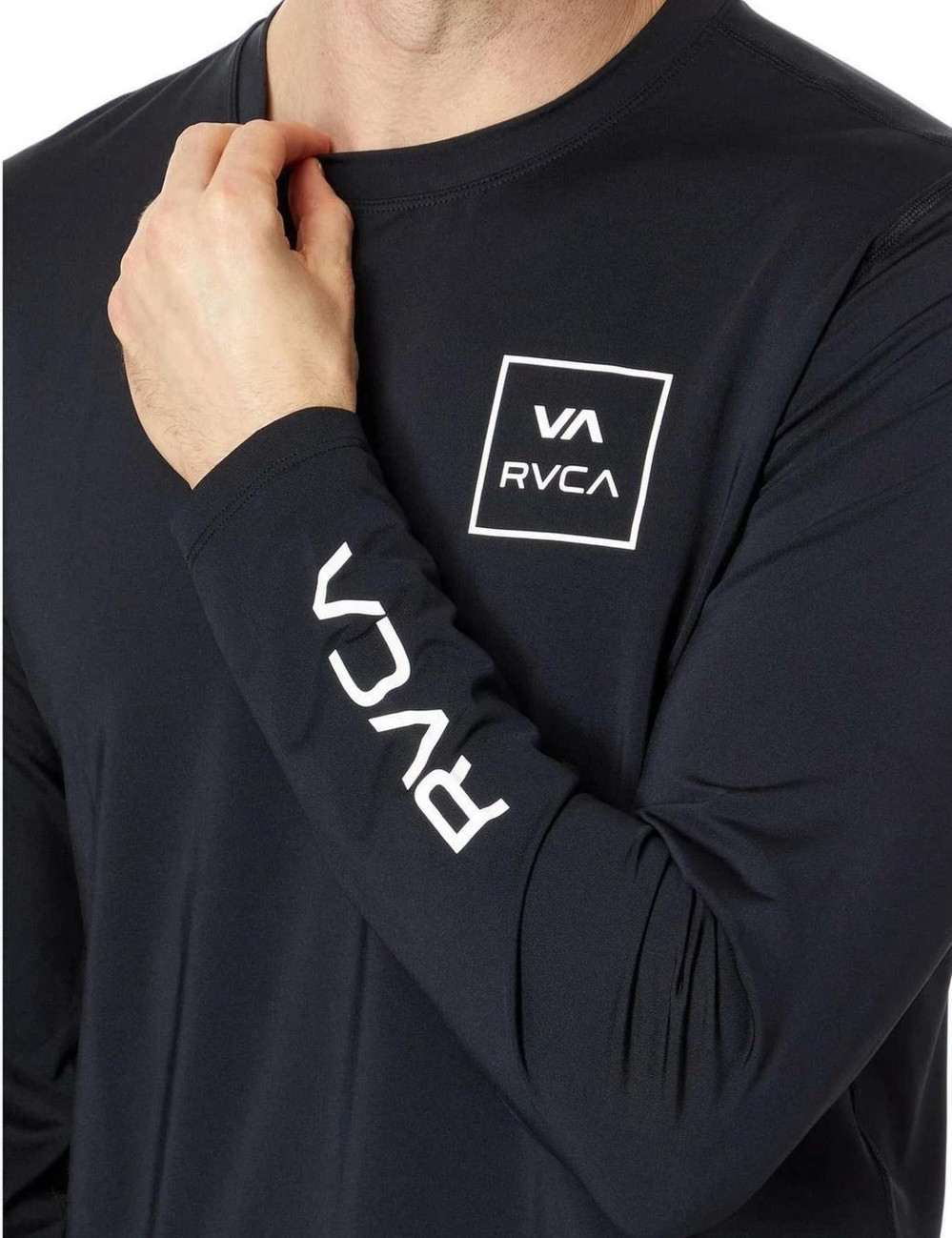 RVCA Surf Shirt M Mens Black Rash Guard Long Sleeve UVA UVB Protection Medium gallery