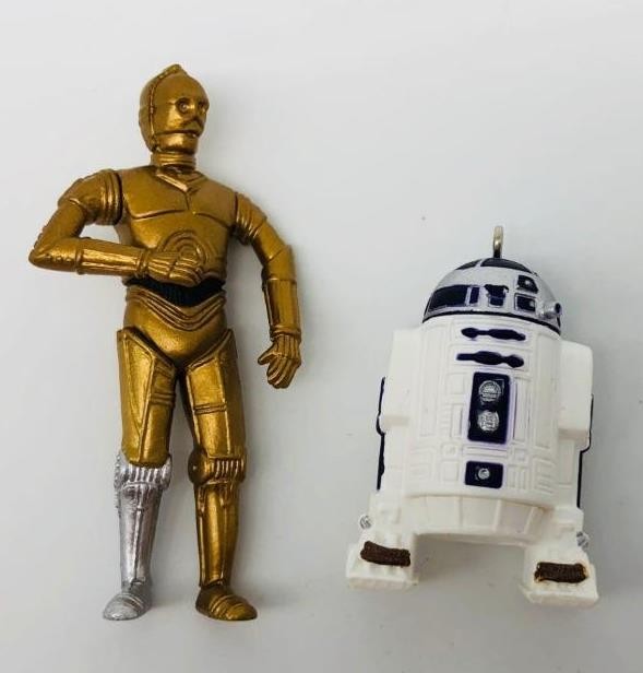 1997 C-3PO and R2-D2 Hallmark Miniature Ornament Star Wars Size: C-3PO 2″ H, R2-