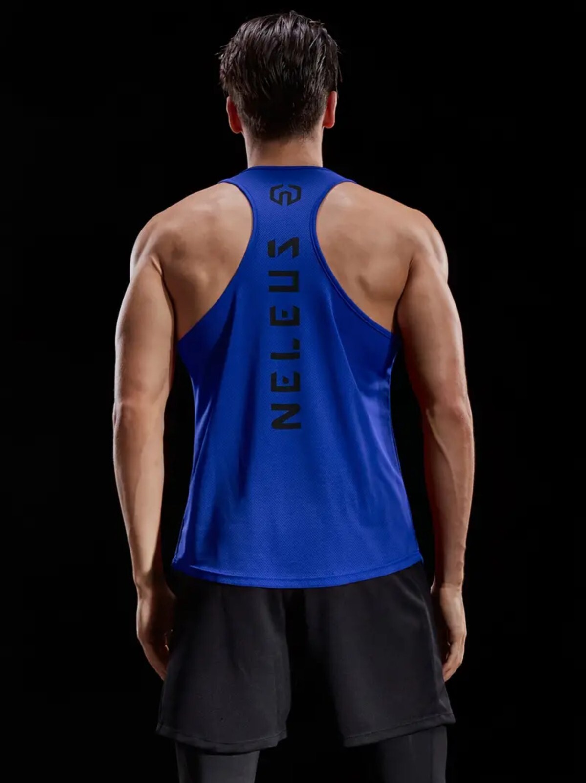 NELEUS 'Dry Fit Logo Muscle' Mesh Tank Top Men's L Gym Workout Exercise Blue NEW gallery