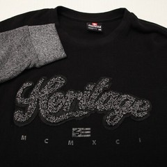 Southpole Shirt Mens Medium Black Grey Heritage Embroidered Thermal Pullover