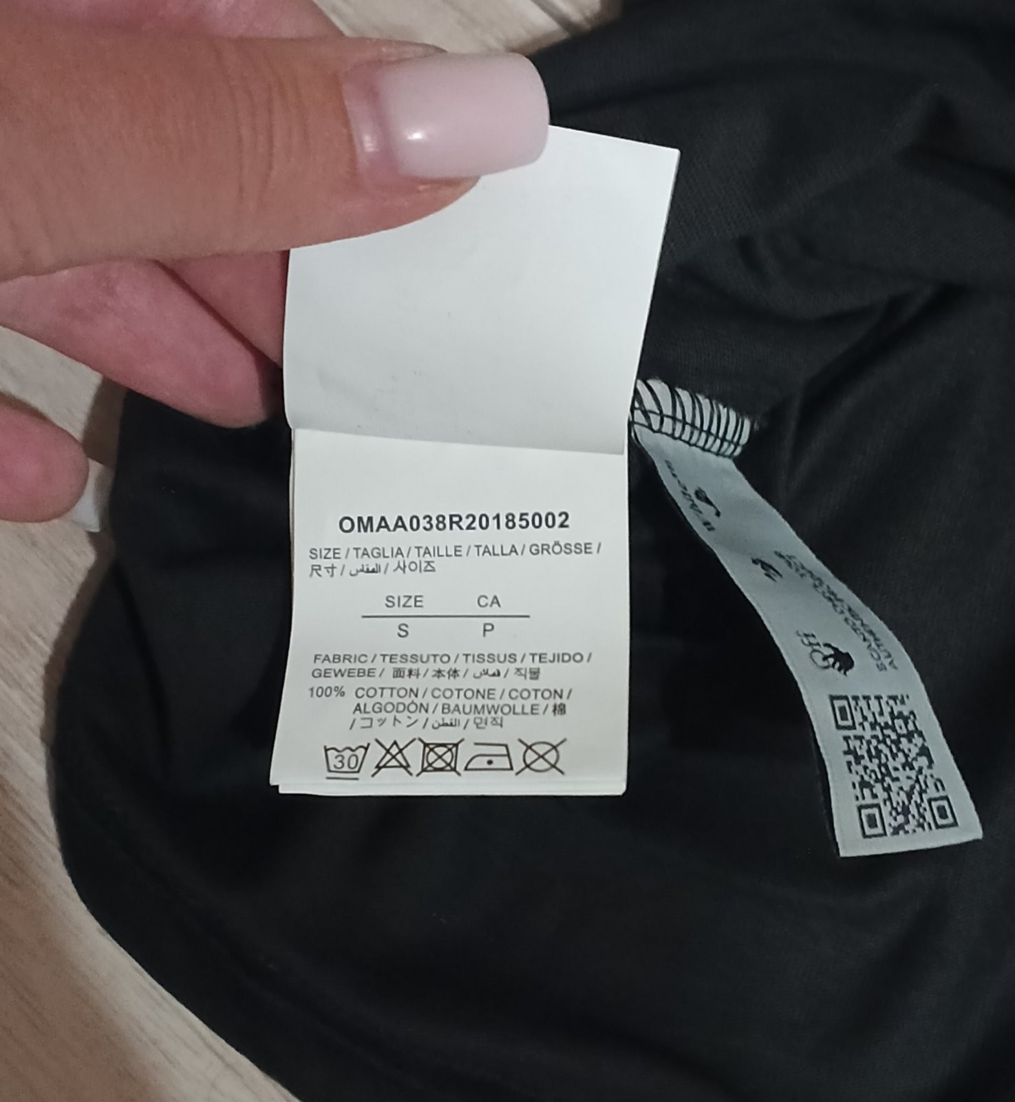 NWT Off-White Black Cotton T-Shirt Hand Logo Graphic Short Sleeve Mens Size [Siz gallery