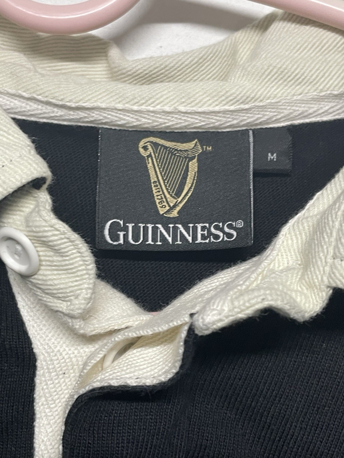 Traditional Craft Ireland Guinness Long Sleeve Black Harp Tape Rugby Shirt gallery
