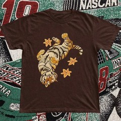 Tiger Cat Graphic Tee – Artistic Laying Cat Unisex T-Shirt for Gift Size S to 4X