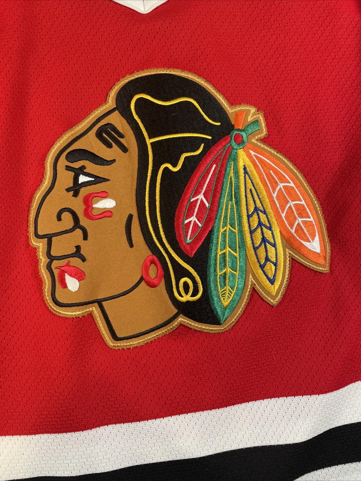 Vintage CCM x NHL Chicago Blackhawks Jersey Mens S Red Maska Air Knit Hockey gallery