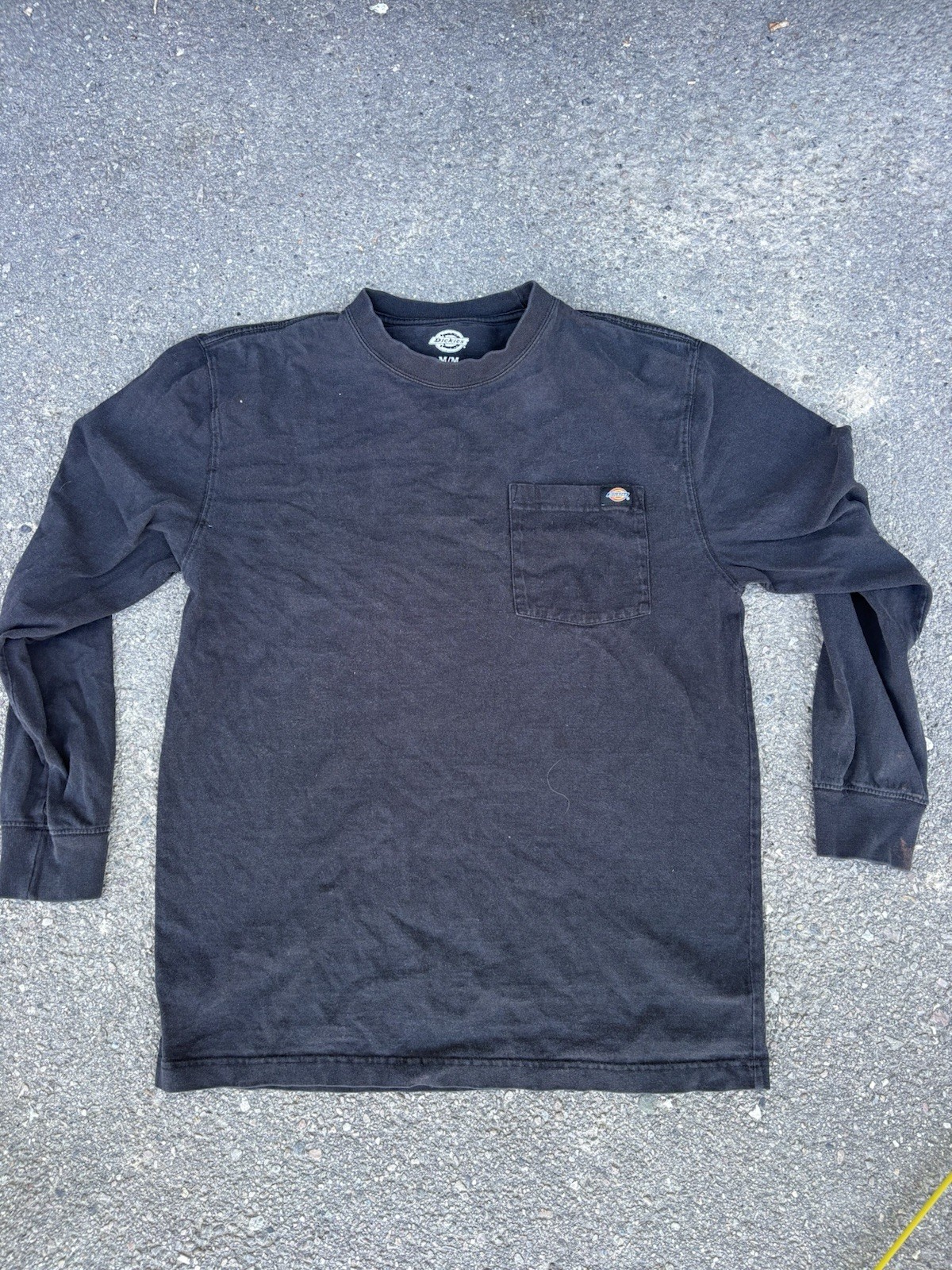 Dickies Men’s M Black Solid Cotton Knit Long Sleeve Crew Neck Pocket Tee