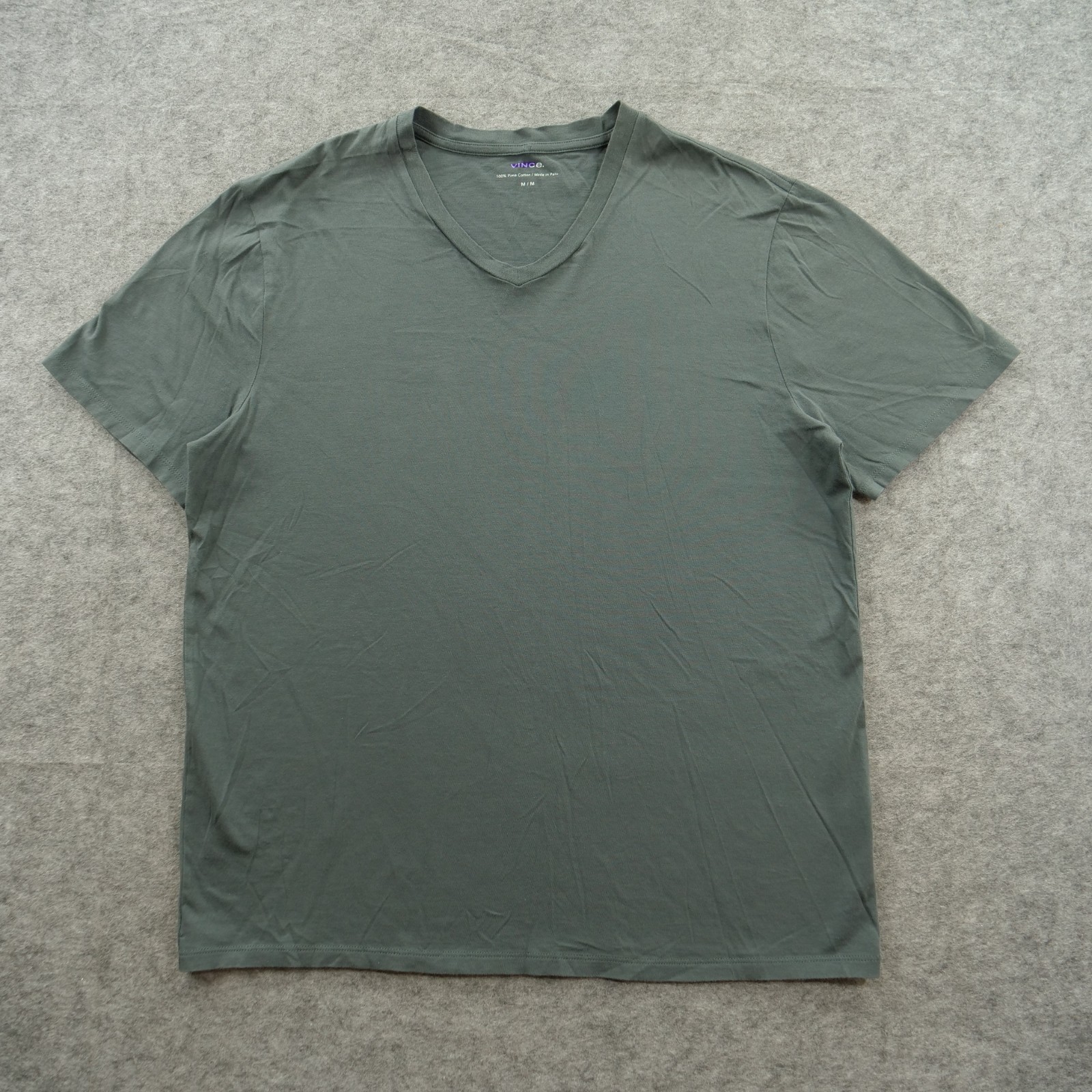 Vince Shirt Mens Medium Gray V Neck Short Sleeve Pima Cotton Casual gallery