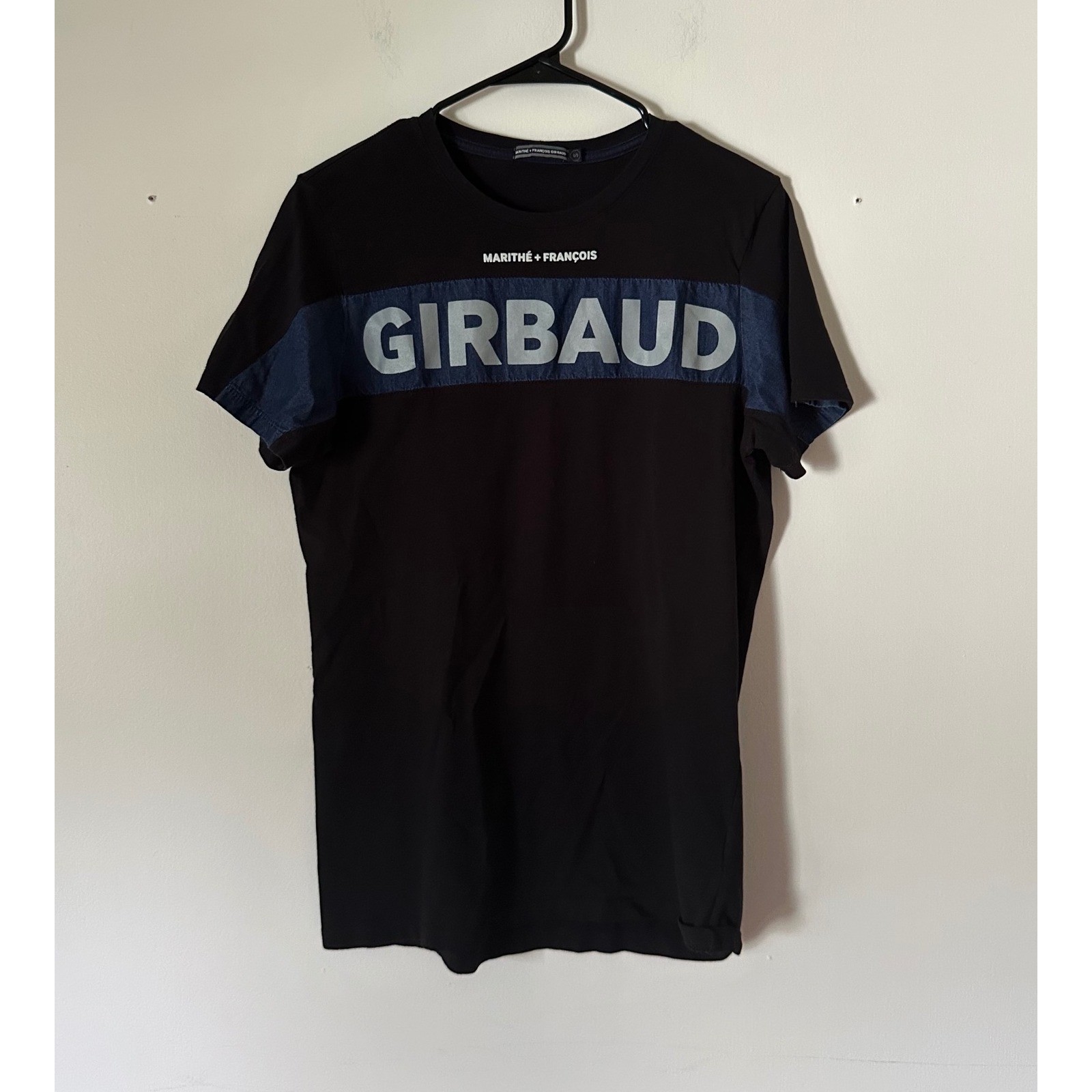 Marithe Francois Girbaud Mens Graphic T-Shirt Black Blue Logo Streetwear Small