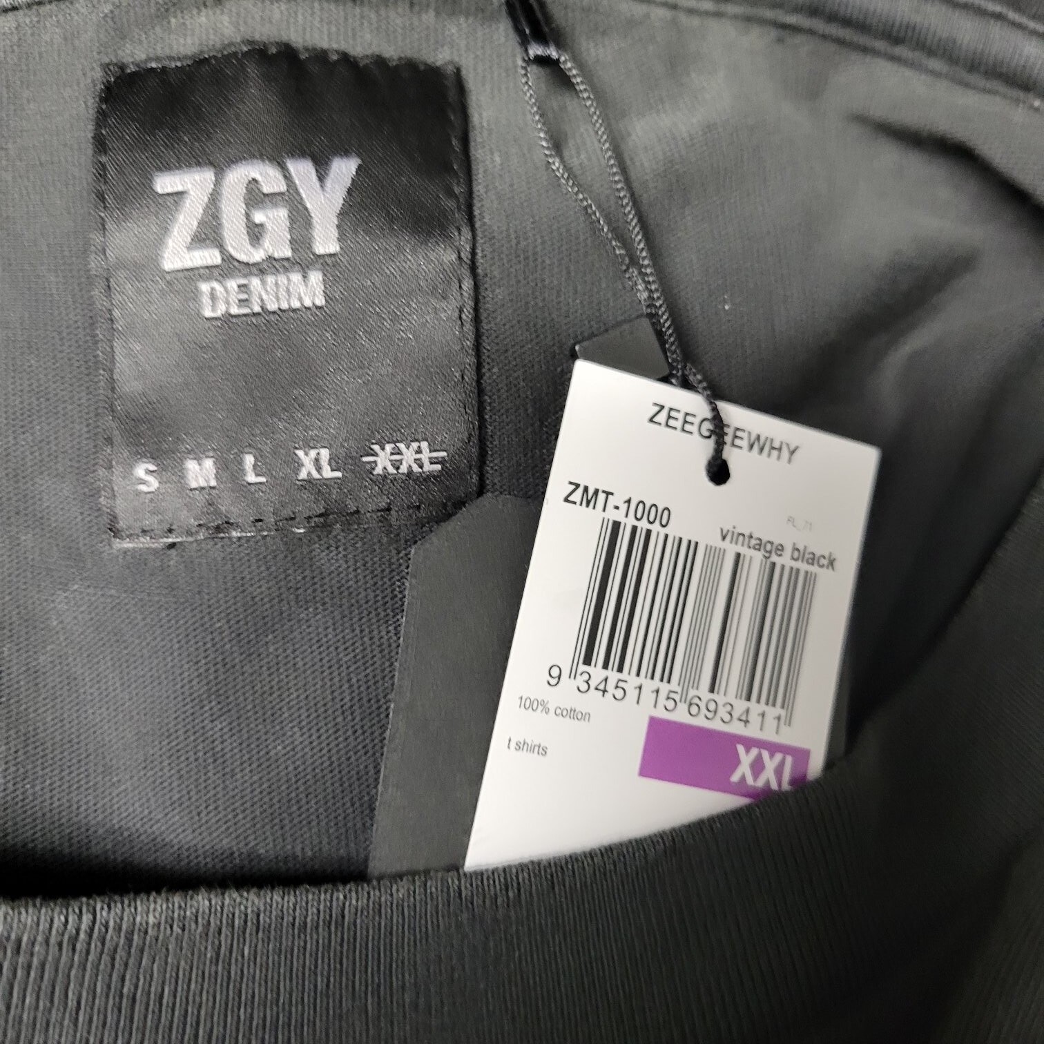 Zee Gee Pre-washed 100% Cotton Vintage Black Tshirt Men's. Size XXL. NWT $68 gallery