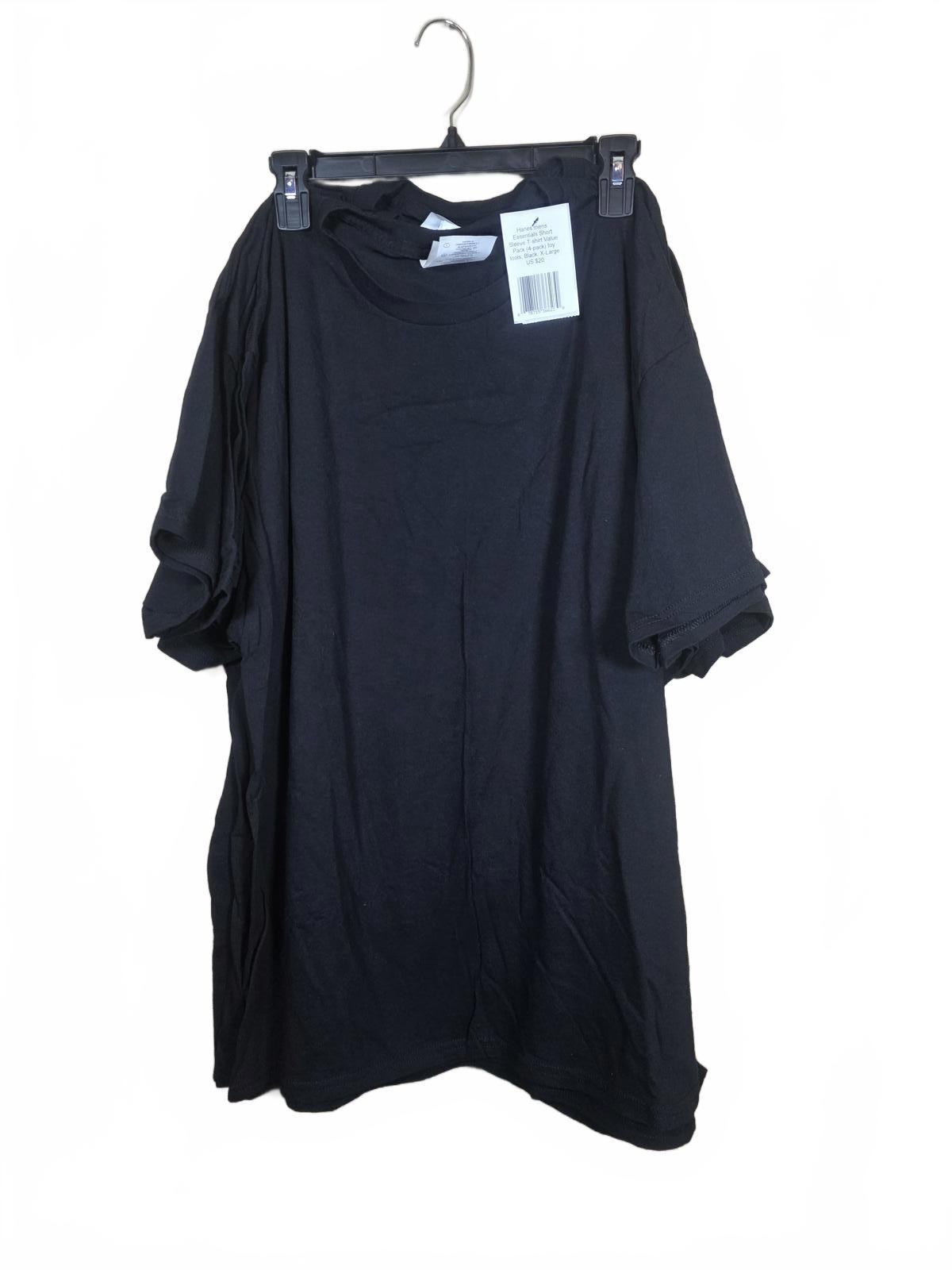 Hanes mens Essentials Short Sleeve T-shirt Value Pack (4-pack), Black, X-Large