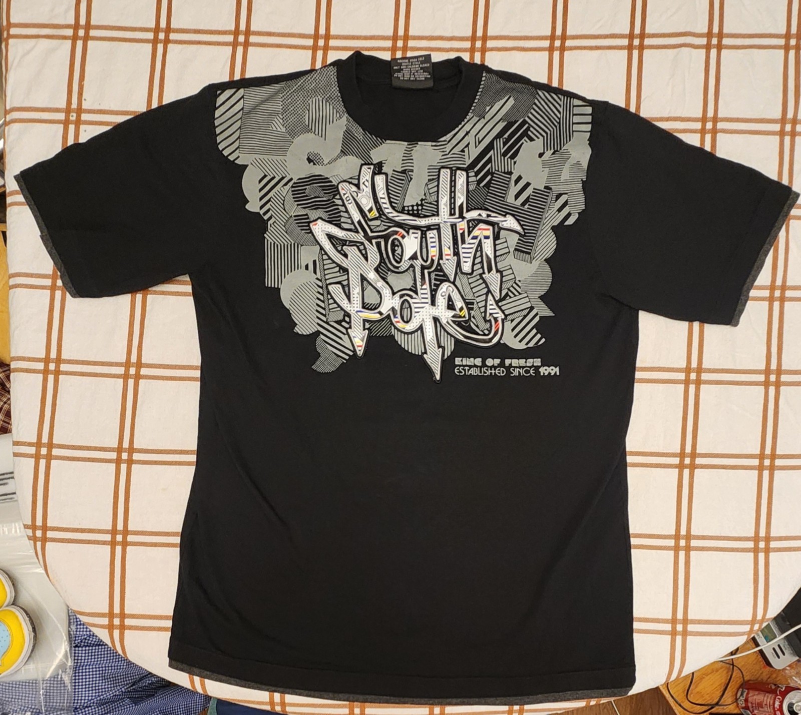 Vintage Y2K Southpole Double-Side Raised graphic logo 2 Tone Seam T-shirt Mens L