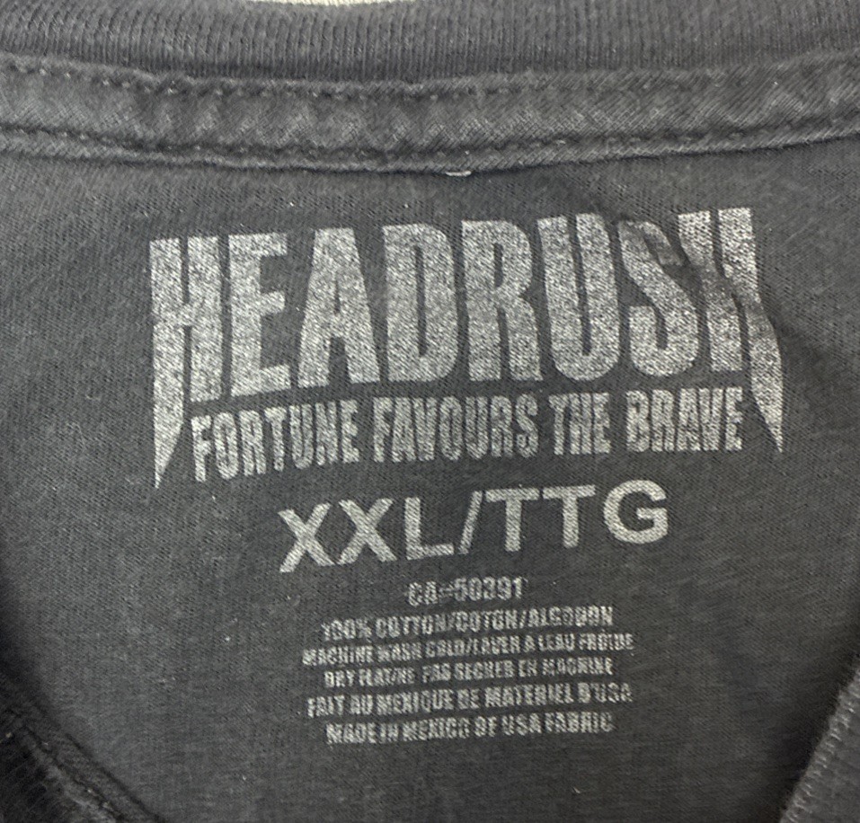 HEADRUSH Men’s Black Graphic T-Shirt Death B4 Defeat XXL Black gallery