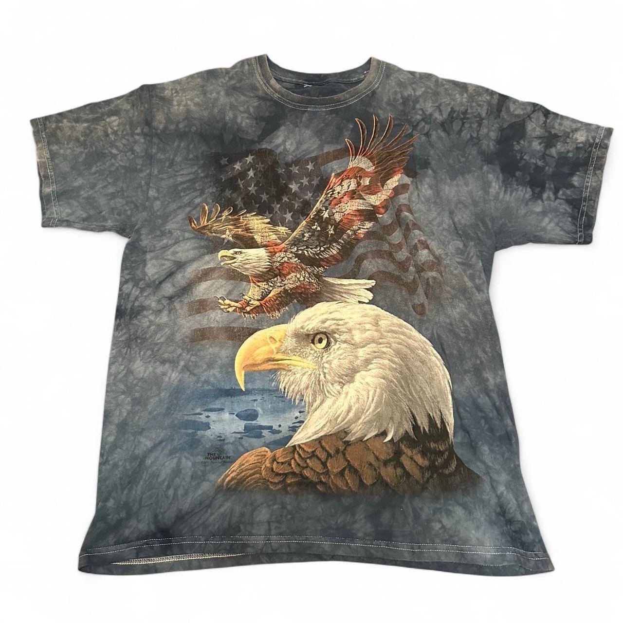 The Mountain 2011 Men’s American Eagle and Flag T-Shirt Sizing in Description