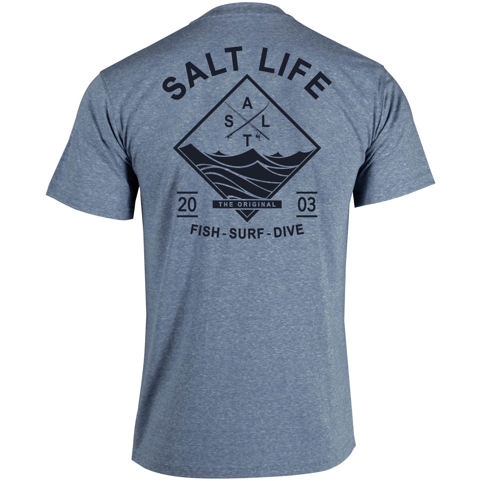 Salt Life TriBlend S/S Fish Surf Dive Tee Blue Adult Large Live Salty NWT gallery