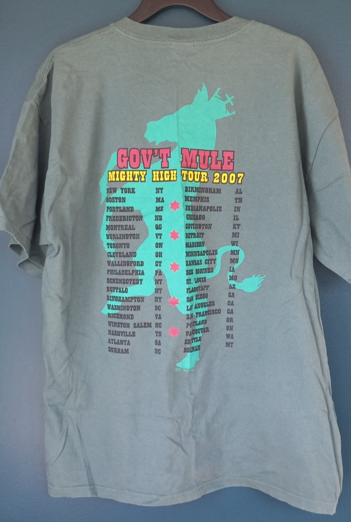 Gov't Mule 2007 Mighty High Tour Shirt XL Exc Used Condit Sea Green Great Color gallery