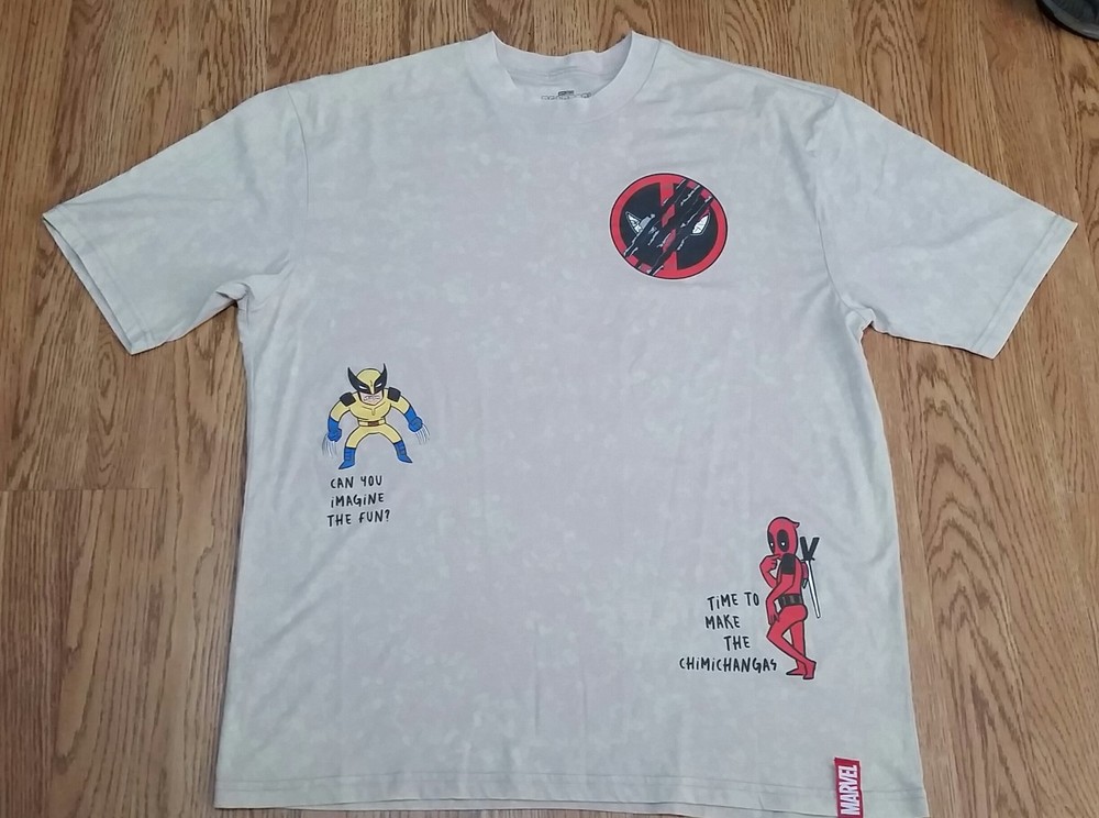 Deadpool Wolverine t-shirt Humor (M) Tannish, Time to Make the Chimichangas