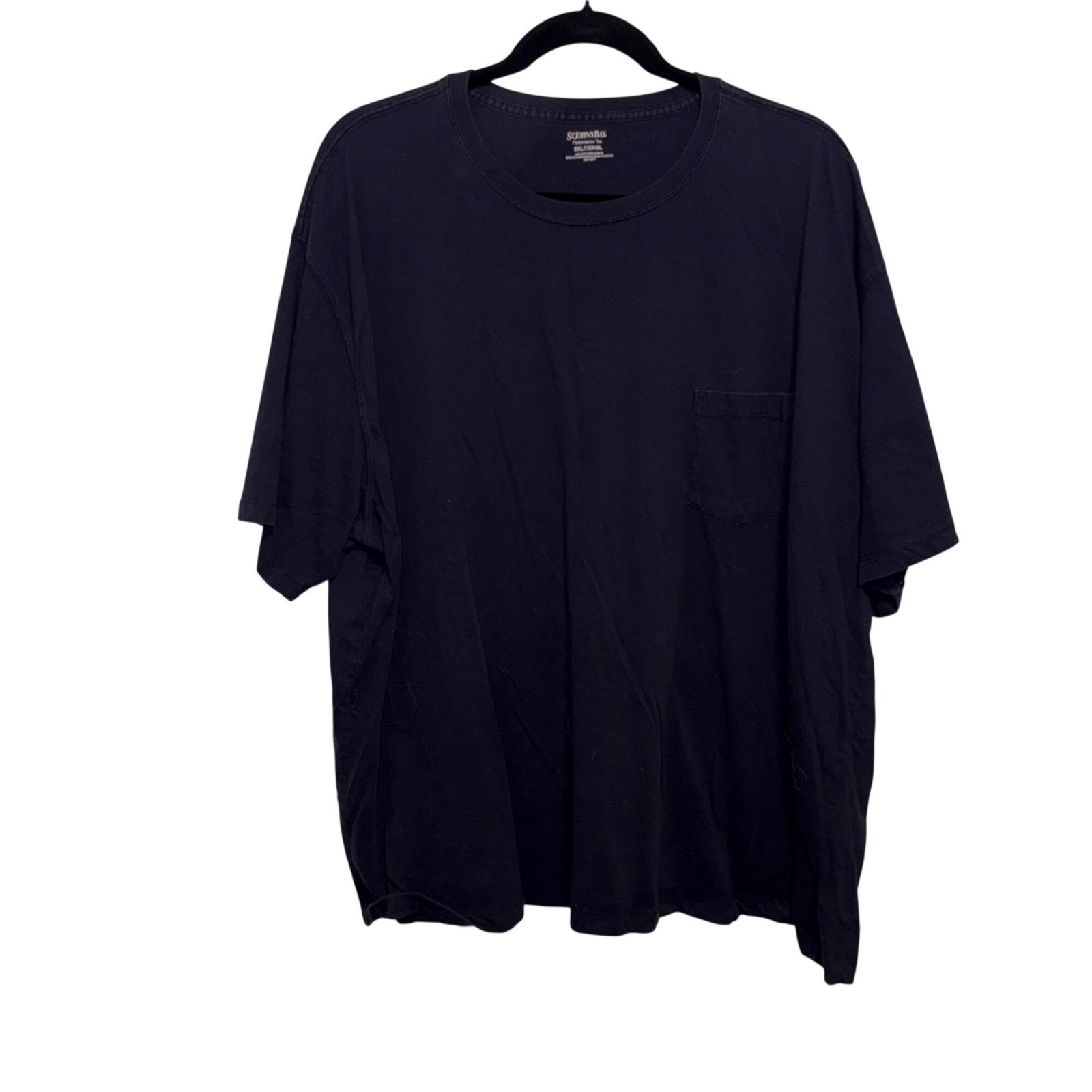 St. Johns Bay Navy Blue Short Sleeve Pocket Performance T-Shirt 5XL Tall 100% Co
