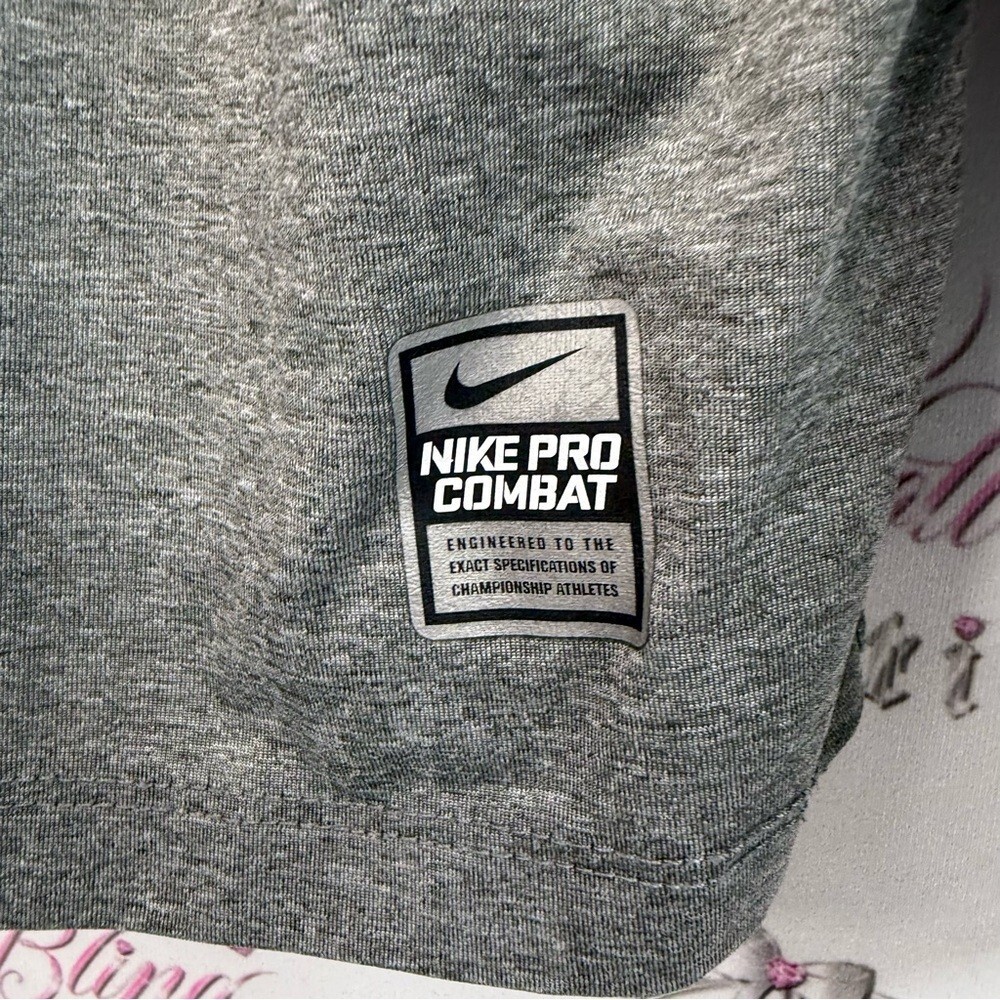Nike long sleeve shirt dri fit grey silver Pro Combat Men's Long Sleeve Gray Tee gallery