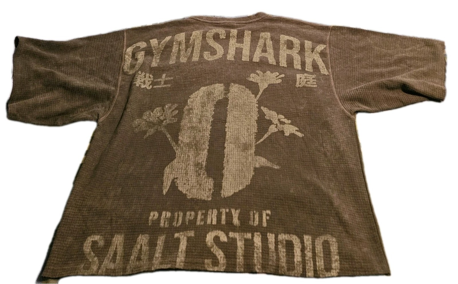 Gymshark x Saalt Studios Mens Strength Green Boxy Fit Long Cropped T-Shirt Large gallery