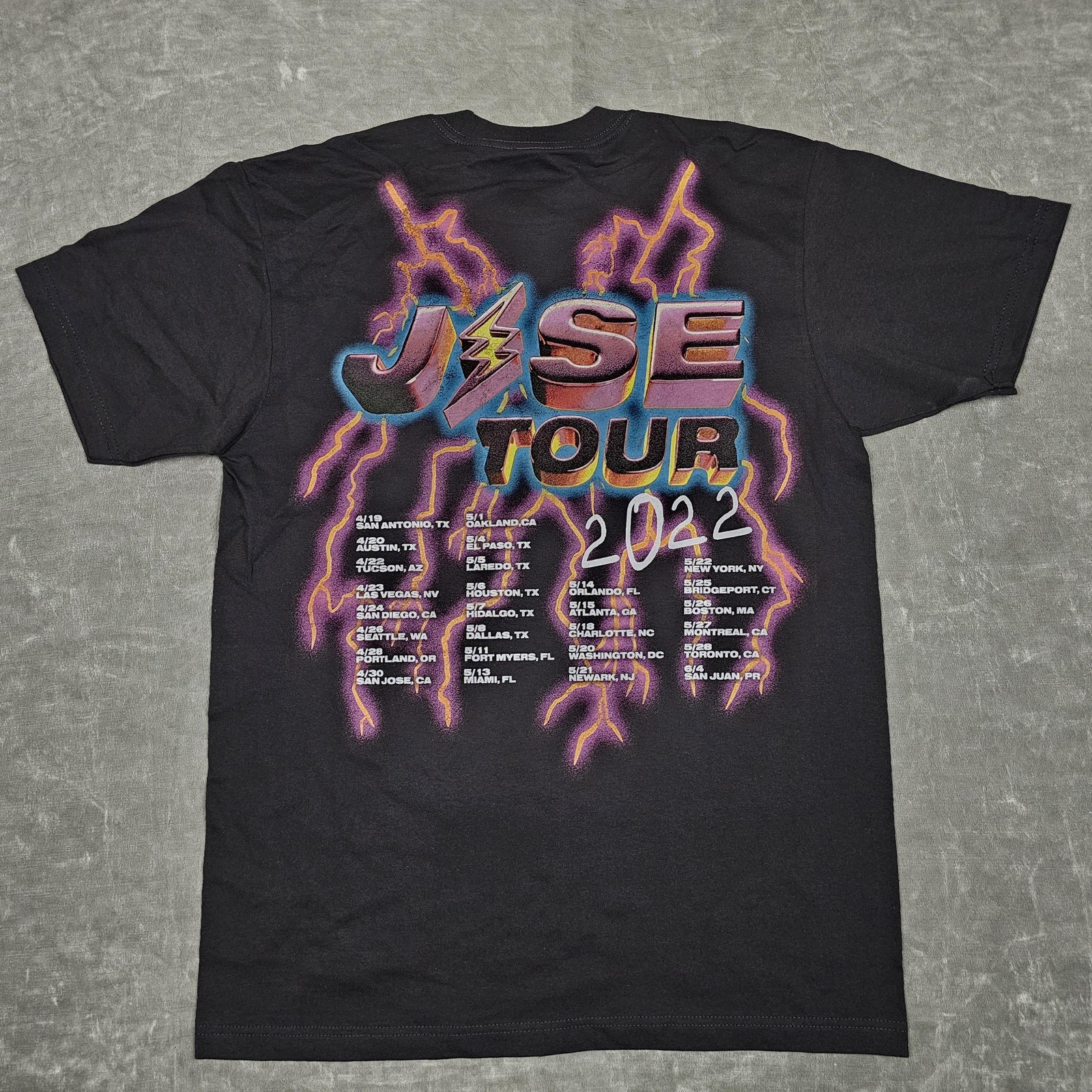 J Balvin Jose Tour Shirt Mens Large Black 2022 Lightning Smiley Face Concert Tee gallery