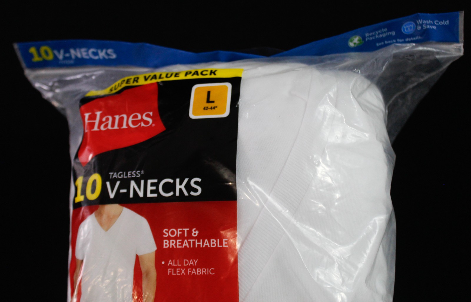 Hanes Men's Soft Breathable 10 Pack V Necks BM7 White Large NWT gallery