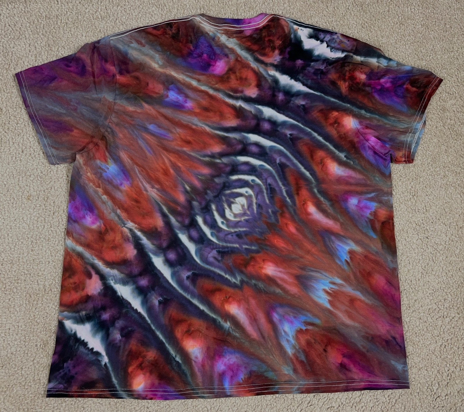 Handmade Ice Tie Dye T-Shirt 2XL Mens Womens Soft Cotton Blue Burgundy Rolled gallery