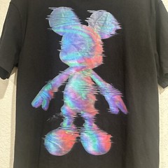 ZARA x Disney Blurred Distorted Mickey Mouse Graphics BLACK Tshirt Unisex Sz S