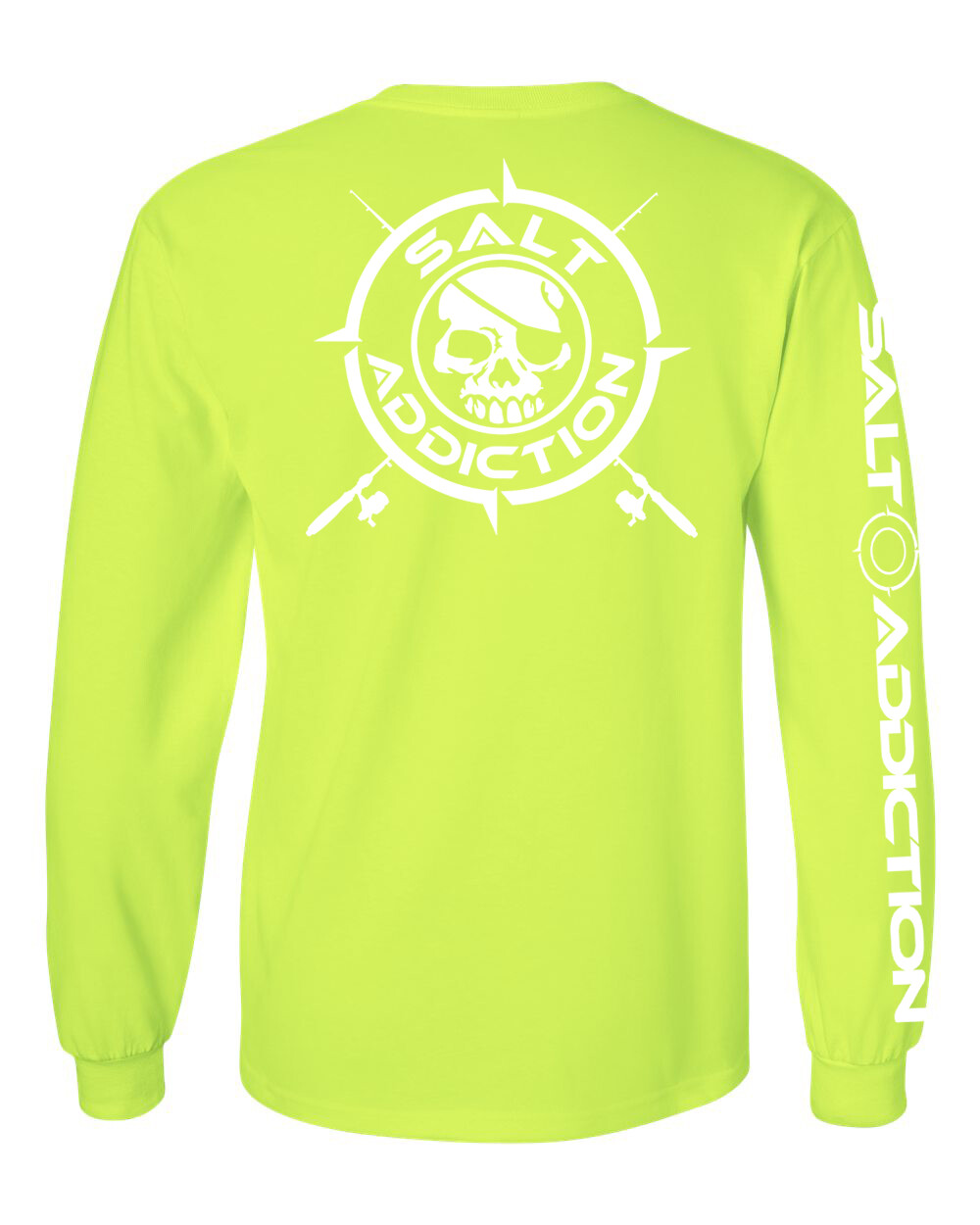 Salt Addiction t shirt long sleeve men’s saltwater fishing rod Nautical compass