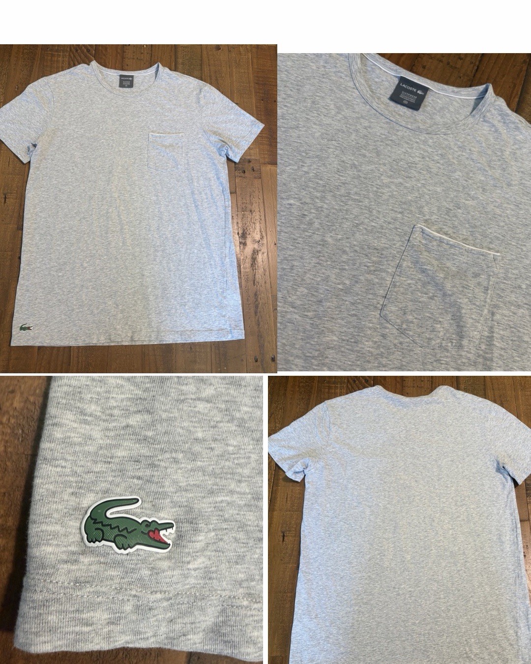 Lacoste Men’s Tee Shirt Size M Cotton Spandex Blend Pocket Gray Speedwear gallery