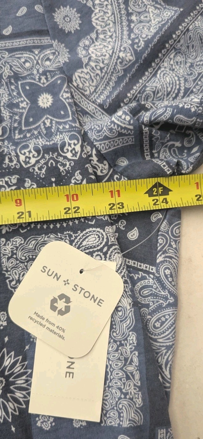 Sun Stone Bandana Blue Paisley Print Tee Short Sleeve Shirt Men's Size XXL NWT gallery
