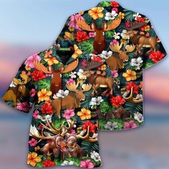 Mens Button Down Psychedelic Hippie Graphic Hawaiian Top Novelty Holiday Shirt