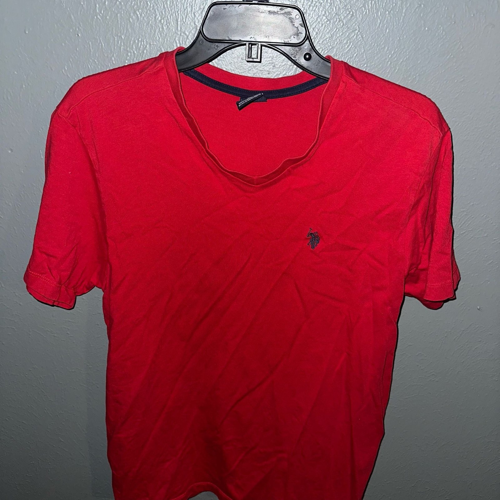 U.S. Polo Assn. Men’s Solid V-Neck Short Sleeve T-Shirt in Engine Red