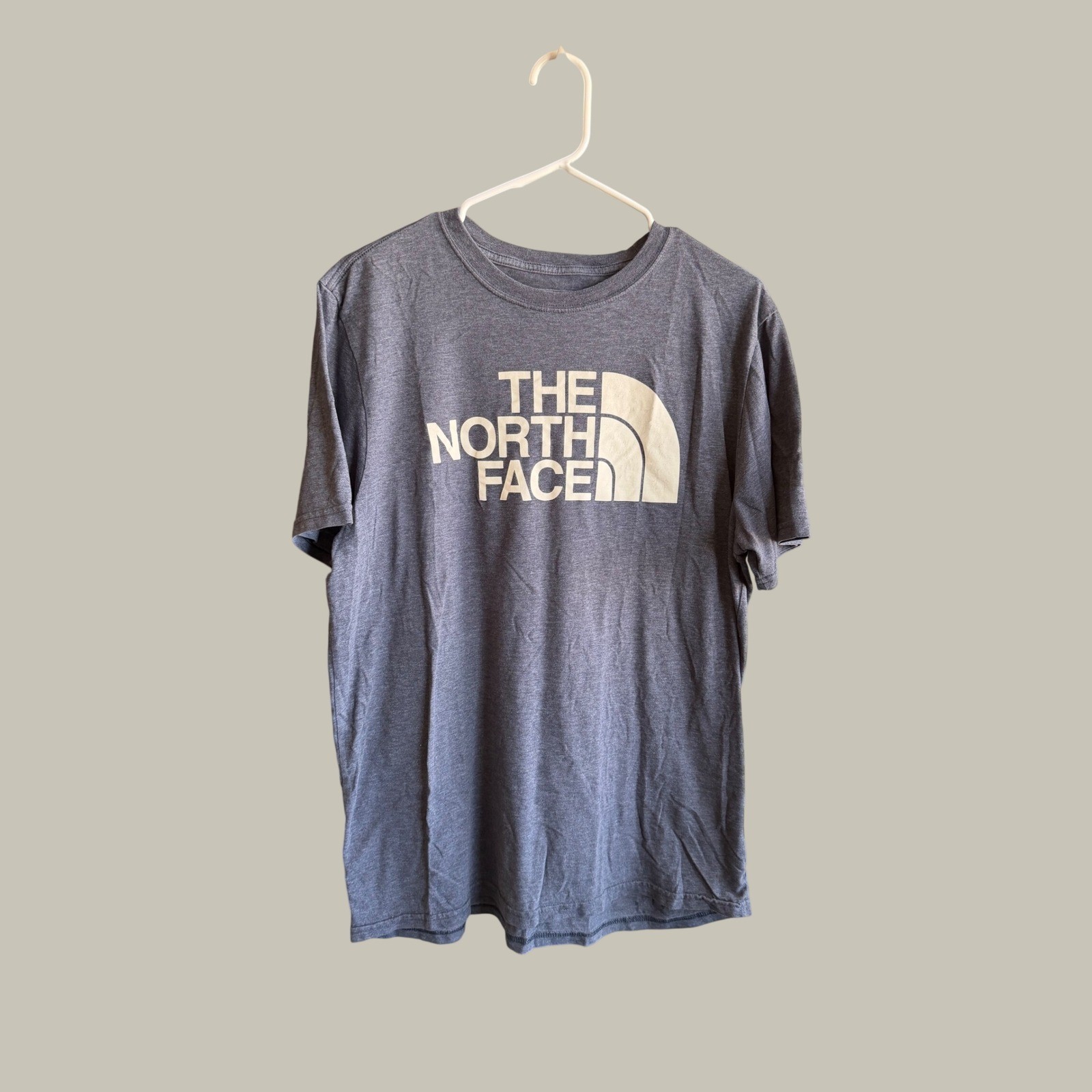 The North Face Mens Large Heather Gray Blue Graphic Logo Short Sleeve T-Shirt gallery