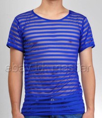 Sexless Neutral Translucent Sheer Short-sleeve T-Shirt Striped Organza Tank Top