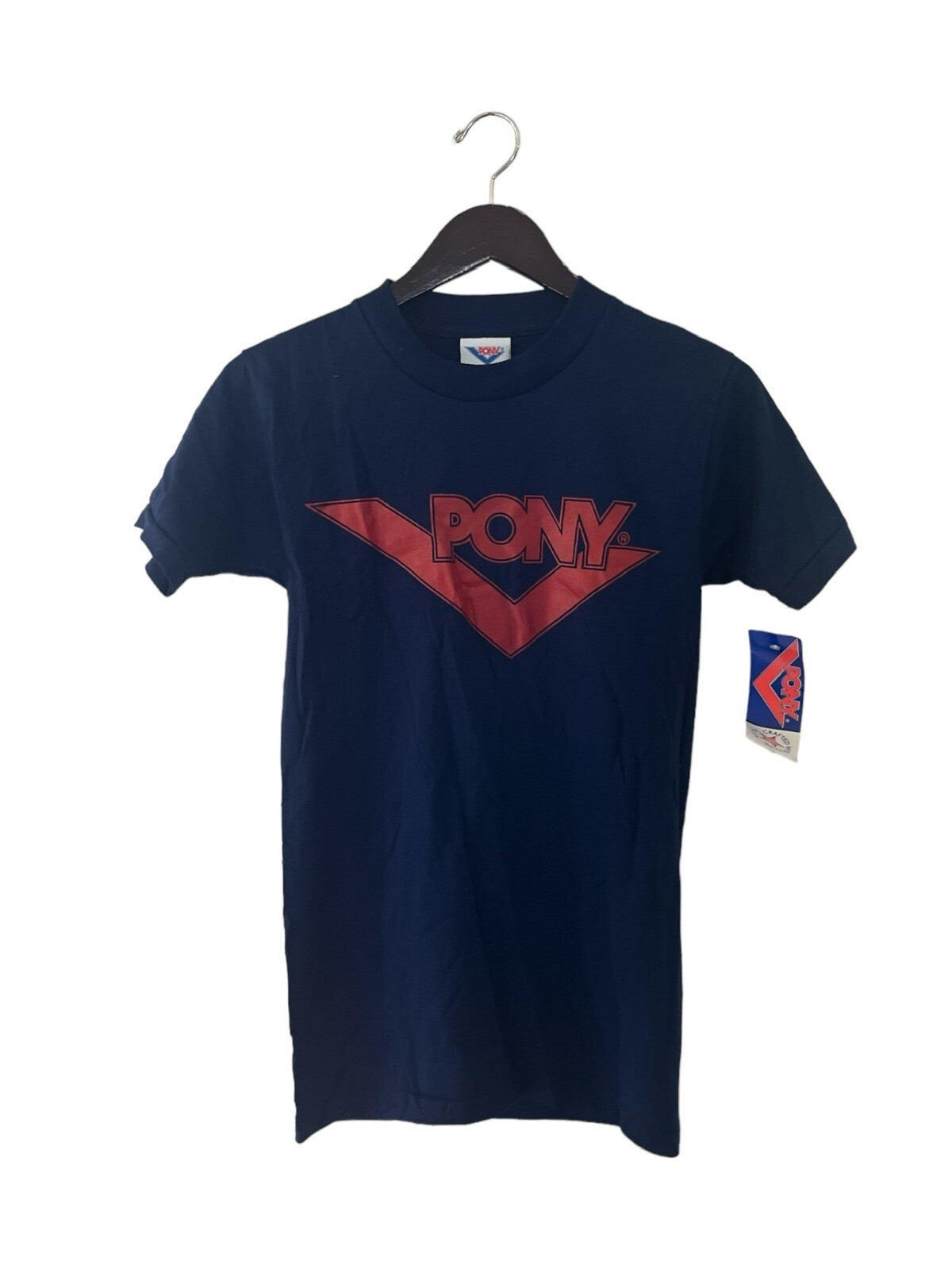 vintage PONY chevron t-shirt mens size small deadstock NWT 90s made in USA gallery