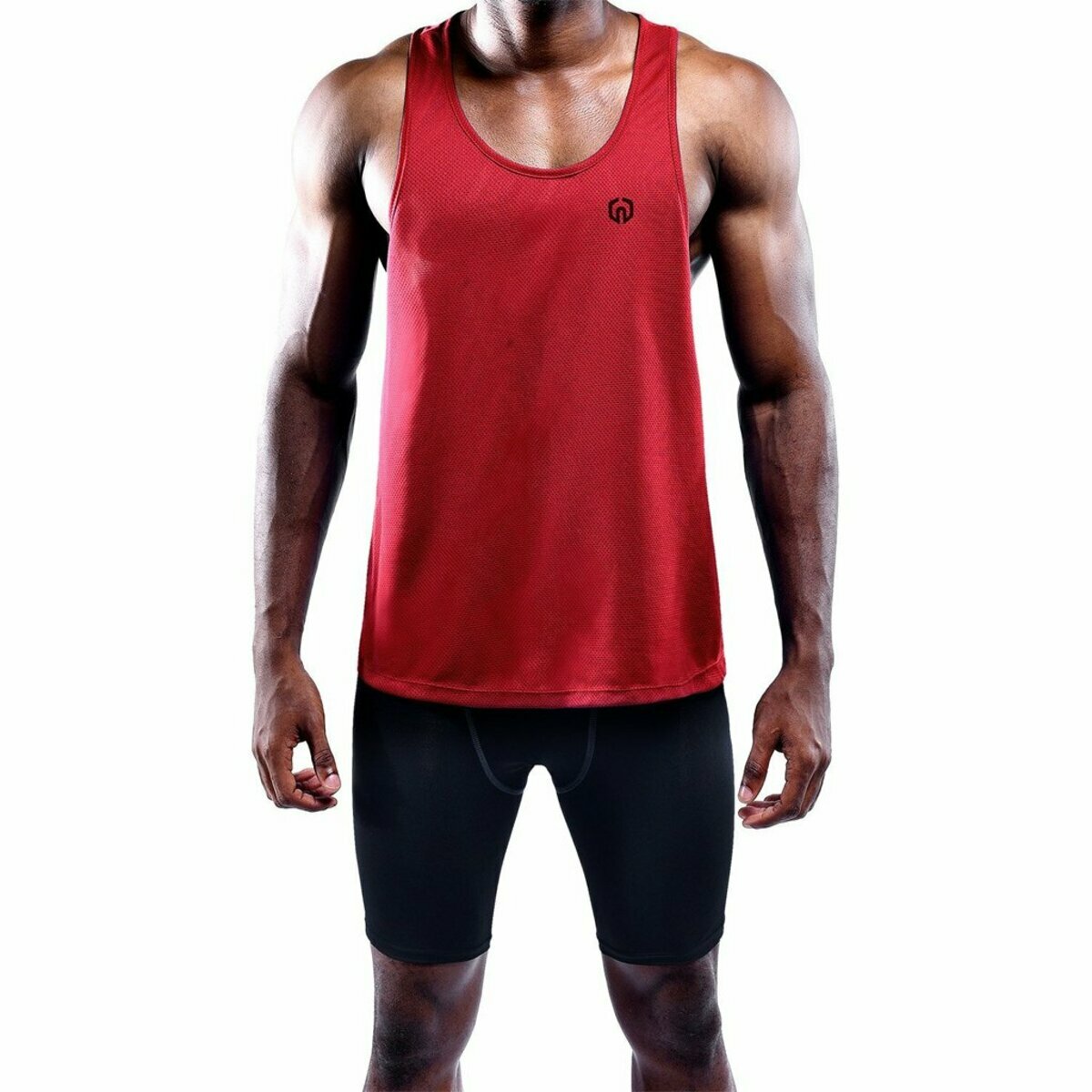 NELEUS 'Dry Fit Logo Muscle' Mesh Tank Top Men's L Gym Workout Exercise Red NEW! gallery