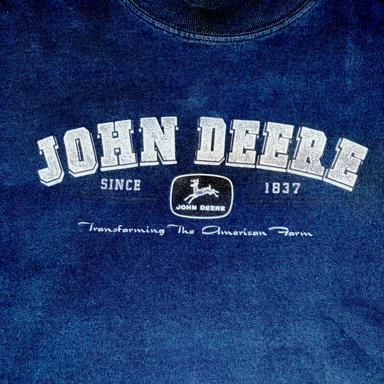 John Deere T Shirt Navy, Long Ribbed Cuff Sleeves Sz M 100% Cotton PreShrunk gallery