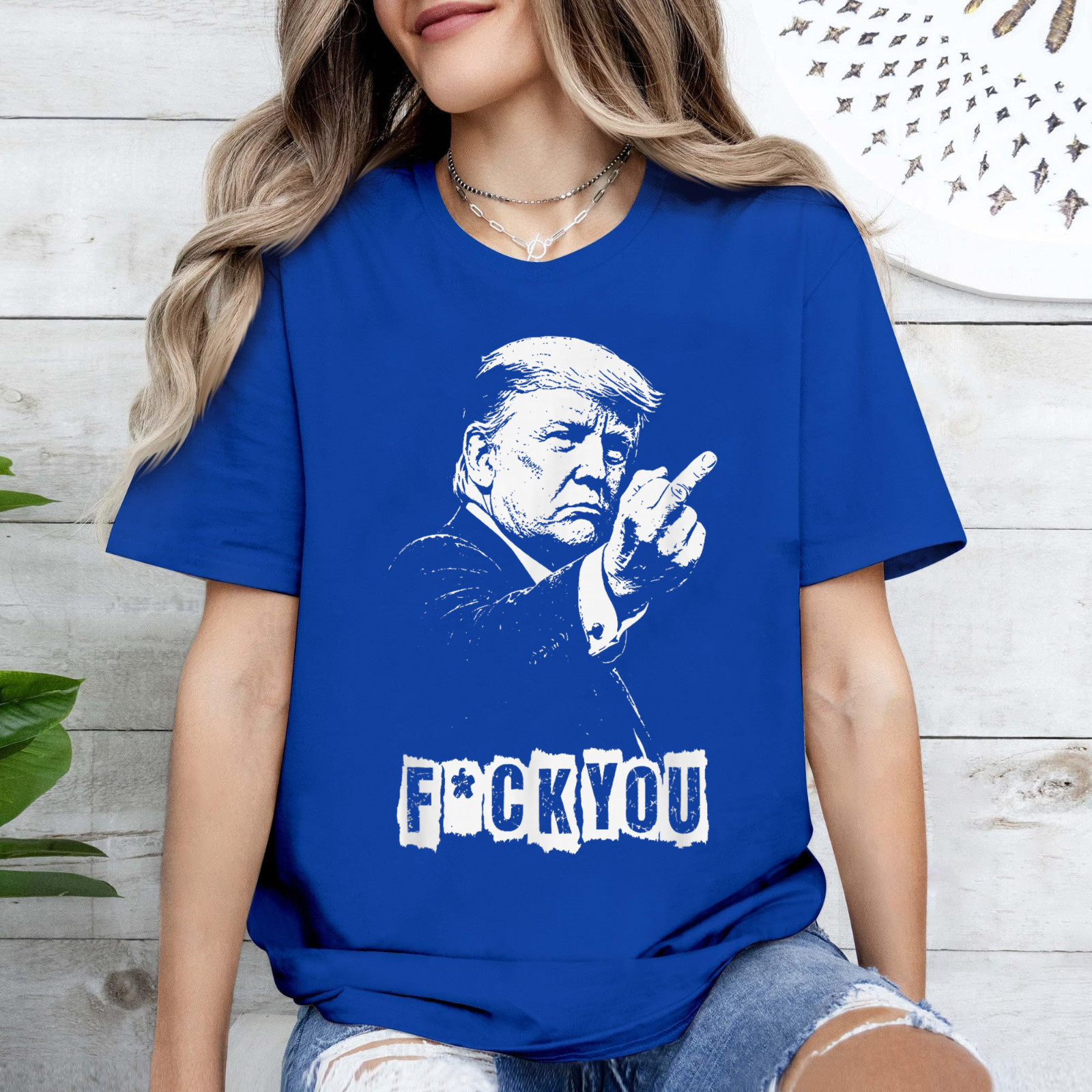 Trump Middle Finger 2026 Meme Funny Trump Flipping The Birds Unisex T-Shirt gallery