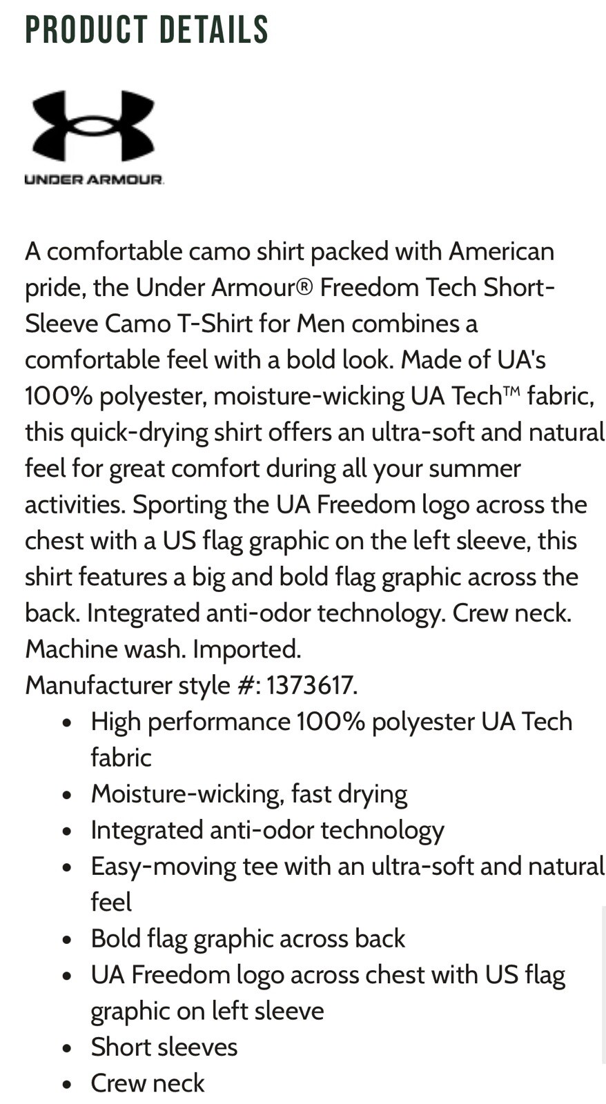 Under Armour USA Freedom Tech Dark Camo Shirt MENS 2XL NEW FAST SHIP gallery
