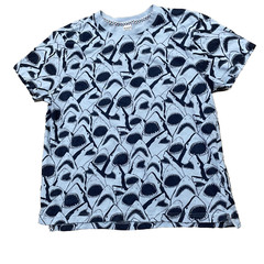 REVERSE THREADS Shirt Adult S Shark Print AOP Shark Crop Tee Blue (S Fits M)