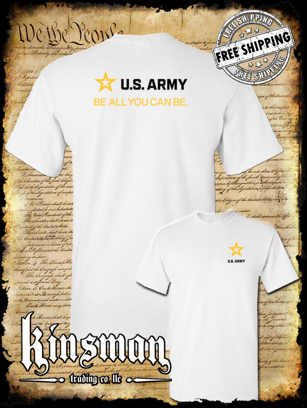 Army Strip Logo Black Text 2-Sided T-Shirt - Be All You Can Be gallery