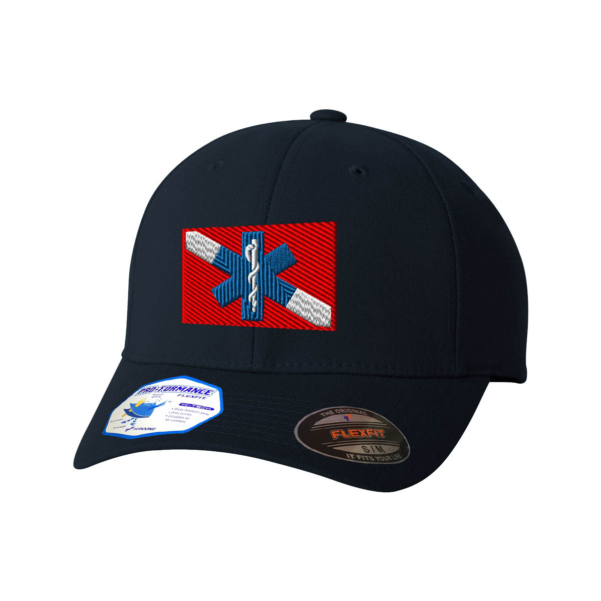 Flexfit Hats for Men & Women Water Rescue Dive Flag Emt Embroidery Polyester gallery