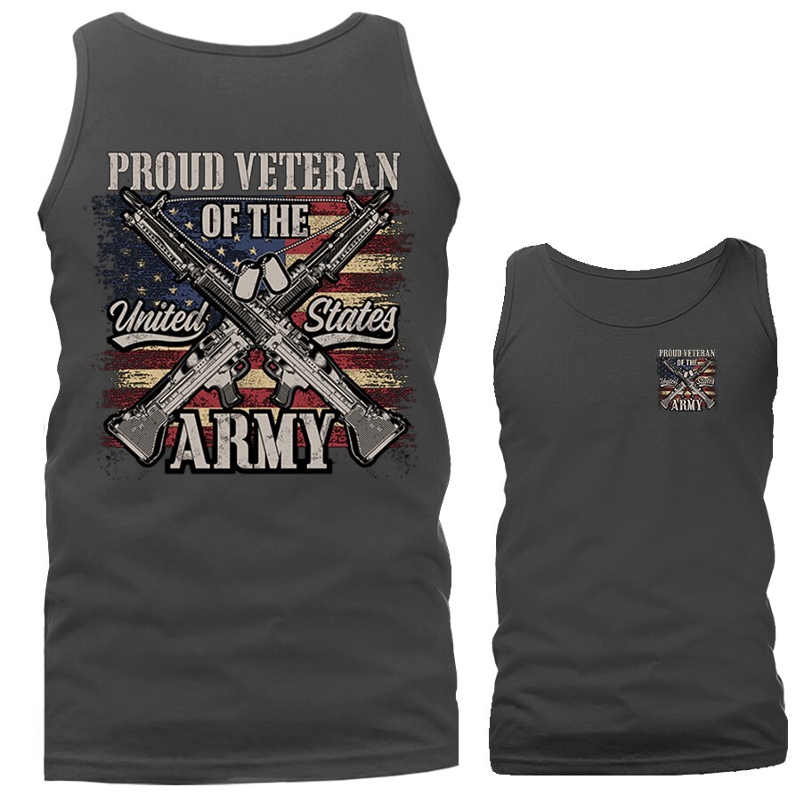 Proud Veteran of The US Army Military Patriotic US Flag Graphic Tank Top gallery