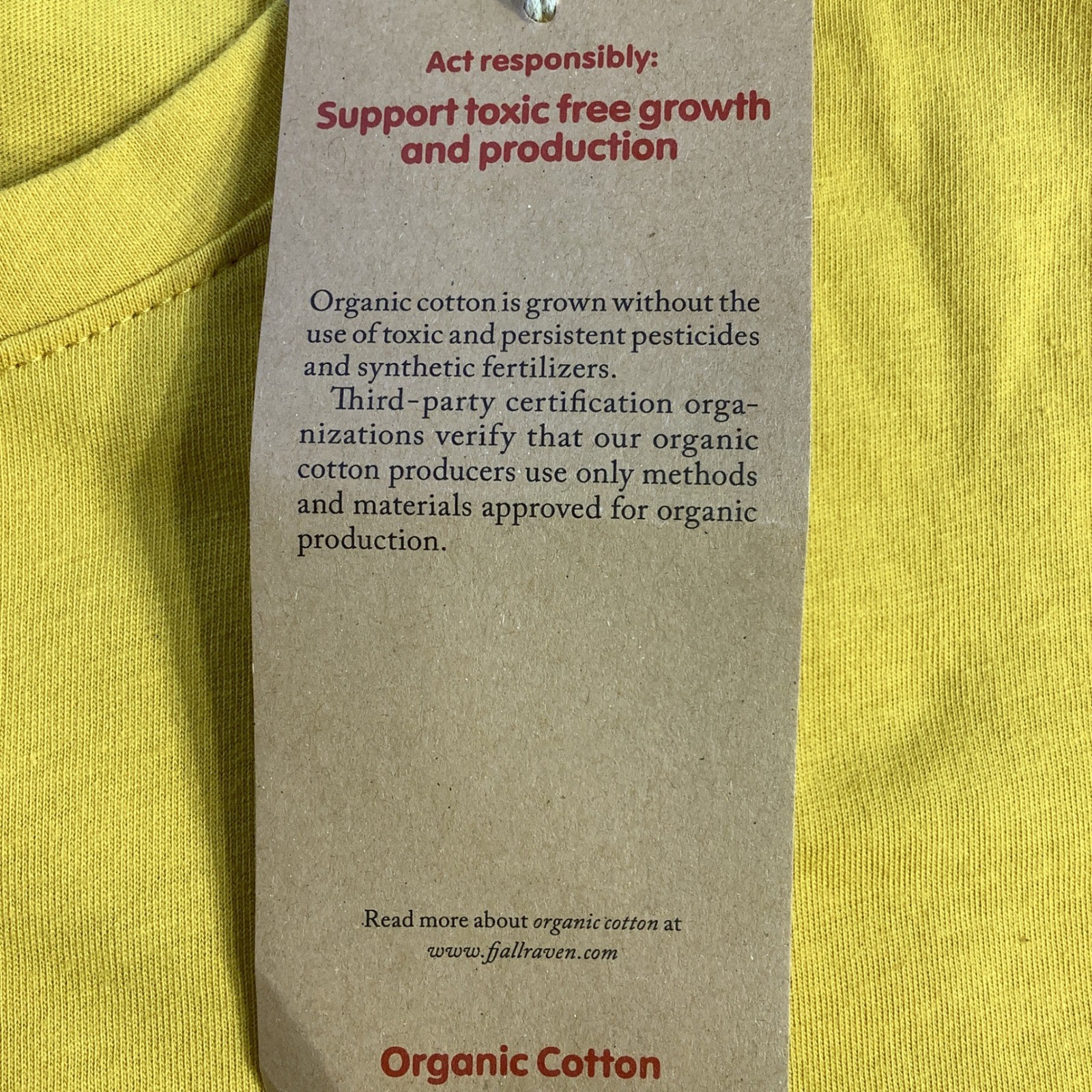 Fjallraven Mens Logo T-shirt Ochre Yellow Organic Cotton Blend Size XL NWT gallery