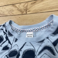 REVERSE THREADS Shirt Adult S Shark Print AOP Shark Crop Tee Blue (S Fits M)